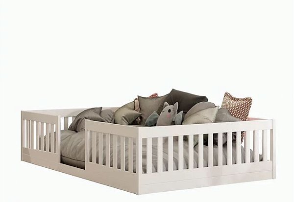 Cama Montessori Cercadinho Solteiro Branca Puppi