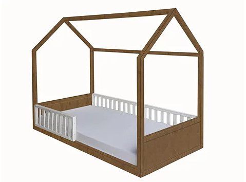 Cama Montessori Madeira Mel e Grades Brancas 4 em 1 SEM cama auxiliar Puppi