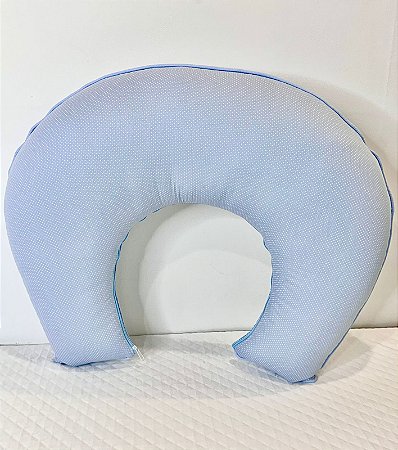 Almofada de Amamentação algodão azul bebê c/ poazinho