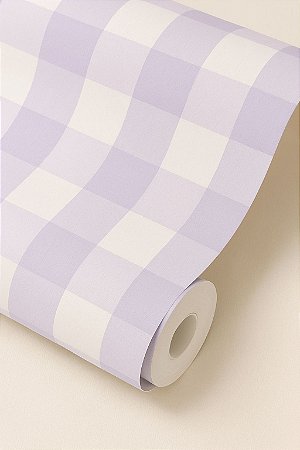 Papel de parede quadriculado Vichy lilás