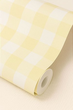 Papel de parede quadriculado Vichy amarelo