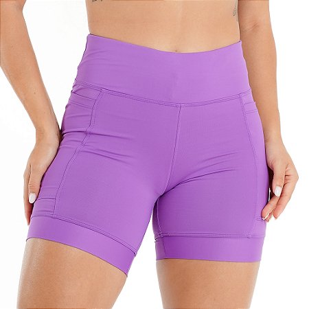 bermuda meia coxa  lilac com barra