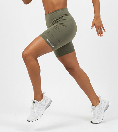 BERMUDA COMPRESSÃO MEIA COXA COM BARRA UNISSEX MILITAR