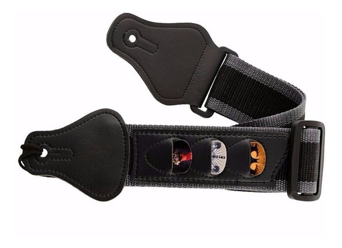 Alça Correia Para Violão Guitarra Com Porta Paletas + 3 Palhetas