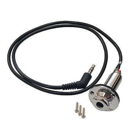 Jack Roldana Blindado P/ Violão Cromado Com Chicote Plug P2