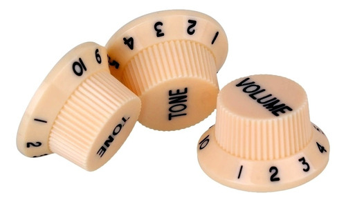 Kit 3 Knobs Guitarra Stratocaster 2 Tone 1 Volume Cor Bege