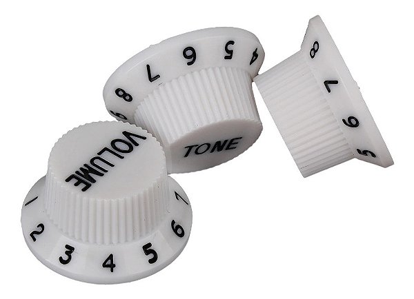 Kit 3 Knobs Guitarra Stratocaster 2 Tone 1 Volume Cor Branco