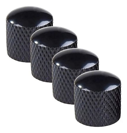 Kit 4 Knobs Metal Preto Guitarra Baixo