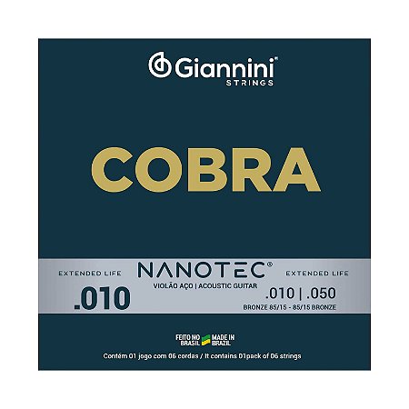 Encordoamento Serie Cobra Bronze 85/15 Nanotec Violão 0,10