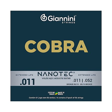 Encordoamento Serie Cobra Bronze 85/15 Nanotec Violão 0,11