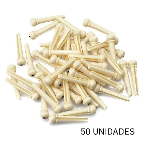 Pinos Plástico ABS Branco para Violão Aço 50 Un.
