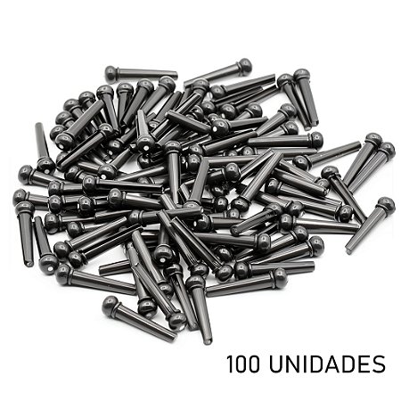 Pinos Plástico ABS Preto para Violão Aço 100 Un.