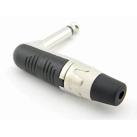 Plug P10 Mono L 90 Graus Profissional Violão Guitarra Áudio