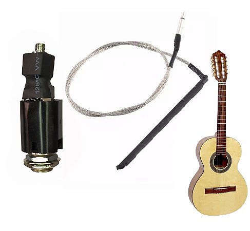 KIT Captador Passivo de Rastilho p/ Viola Caipira + Jack P10