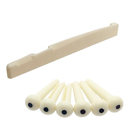 Rastilho 72mm de Osso Natural p/ Violão Aço Canhoto + Pinos Plástico