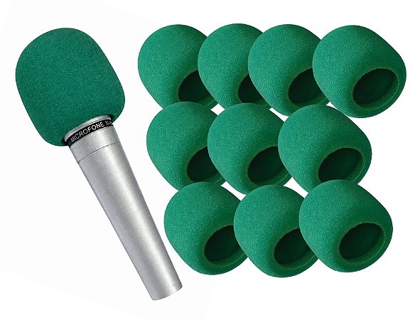 Espuma Para Microfone Grande Uso Profissional Verde 10un.