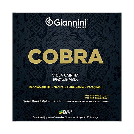Encordoamento Viola Média Giannini Cobra Cobre Cebolão Ré
