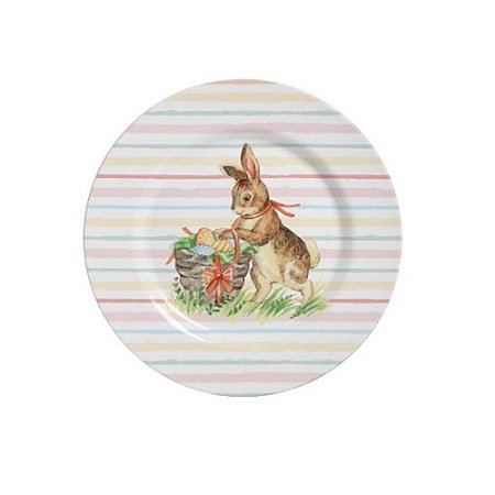 Prato Raso Color Rabbits Listras Páscoa