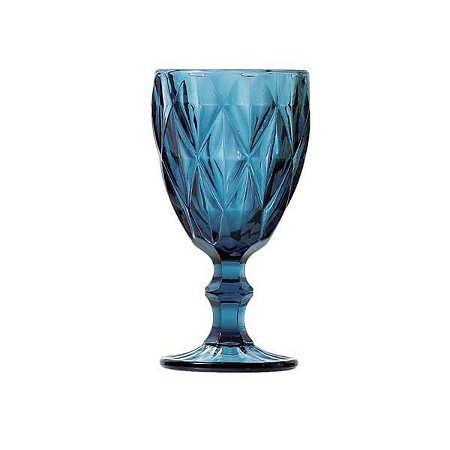 Taça para água em vidro diamond azul - Lyor