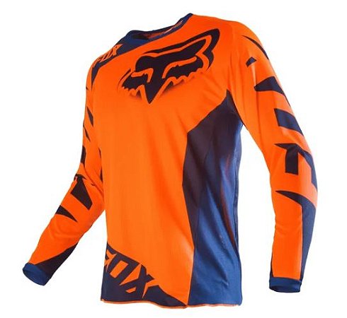 Camisa Motocross Cross Fox Mx 180 Race 16 Azul Laranja Fluo