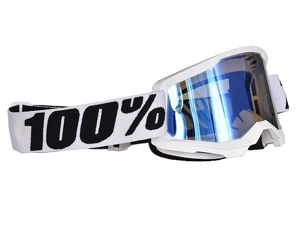 Óculos 100% Strata 2.0 Everest Branco Espelhado Motocross