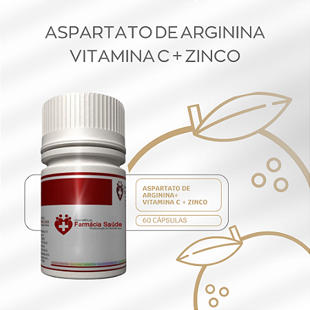 Aspartato de Arginina + Vitamina C + Zinco 60 Cápsulas