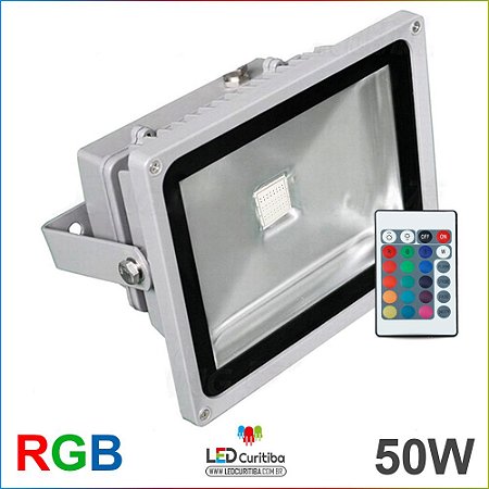 Holofote Refletor de Led RGB 50W Cob bivolt IP65 com Controle 16 teclas