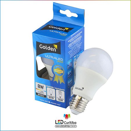 Lampada de led 8w Golden A60 6500K Branca Frio Ultraled