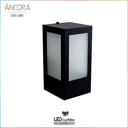 Arandela #1301 Interna / Externa 1 Lampada E27 11,5xx11,5x120x230mm - Halopin 40w / 3w Led