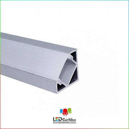 Perfil de LED Embutir ou Sobrepor EKPF33 para forro Canto 45º para Led em Alumínio  Arredondado com bordas para fitas de led 3000k 4000k 5000k 6000k para forro de gesso, forro de drywall, perfil de led para móveis e prateleiras, 12v 24v e 127v e 220v