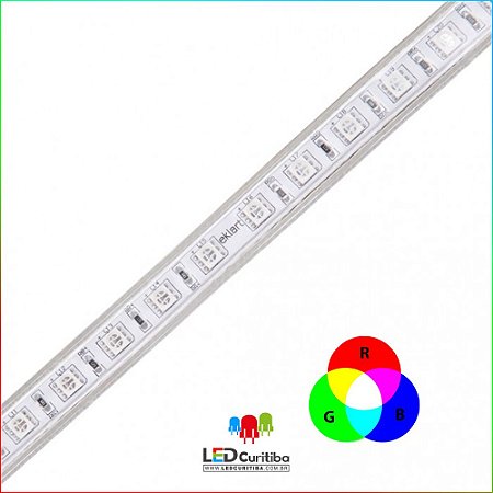 Fita LED Plug&Play 8W/m 5050 RGB + CONTROLE- IP65 Interno/Externo 127v