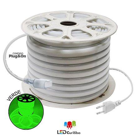 Mangueira de Led Neon Flexível Verde 127v/220v SMD 5050 8W IP66 Interno/Externo