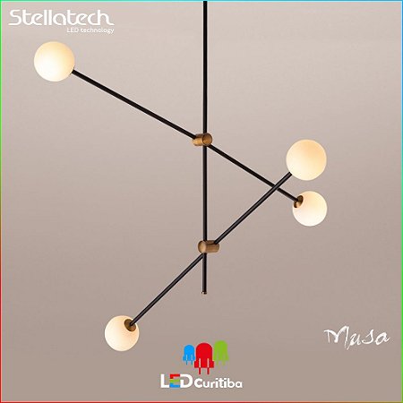 LUSTRE PENDENTE STELLA MUSA (100cm) - 4xG9 20W - 1000x950x120 (mm) - Metal e Vidro