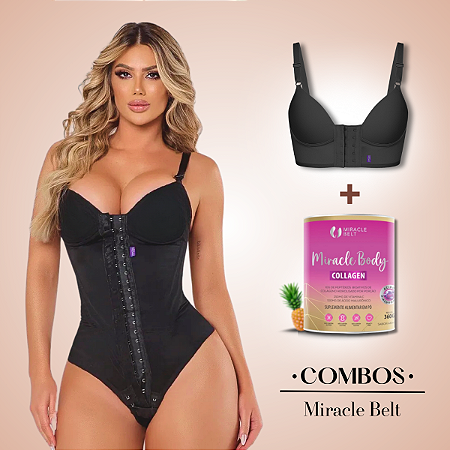 Cinta Modeladora Body com Bojo e Sutiã Modelador + Miracle Body