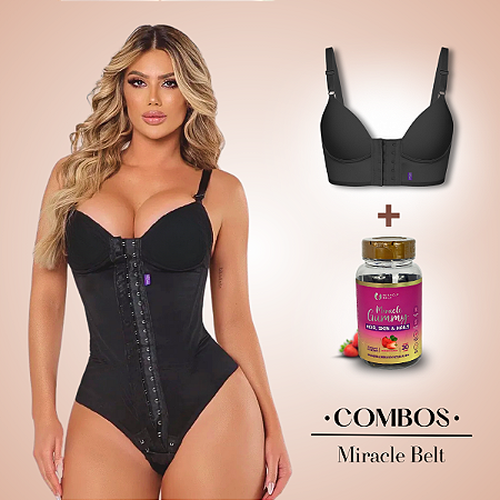 Cinta Modeladora Body com Bojo e Sutiã Modelador + Miracle Gummy