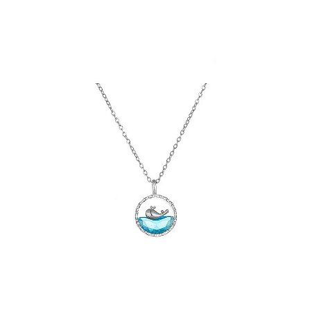 Colar Baleia Azul Banhado Prata
