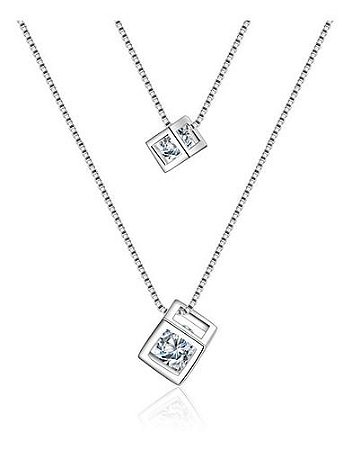Colar Pingente Duplo De Cristal