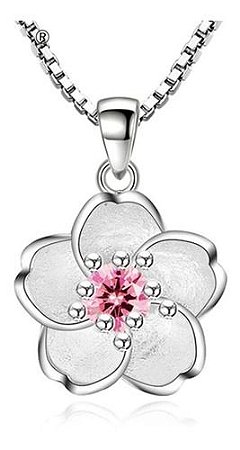 Colar Rosas de Cerejeiras Banhado Prata