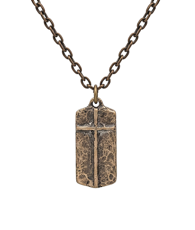 COLAR CRUCIFIXO RUSTICO EM BRONZE