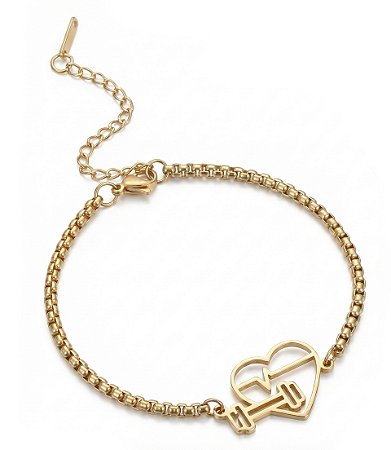 Pulseira love gym banhada a ouro