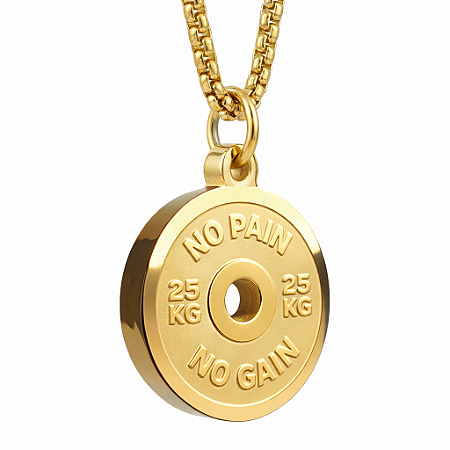 COLAR COM PINGENTE ANILHA NO PAIN NO GAIN BANHADO A OURO
