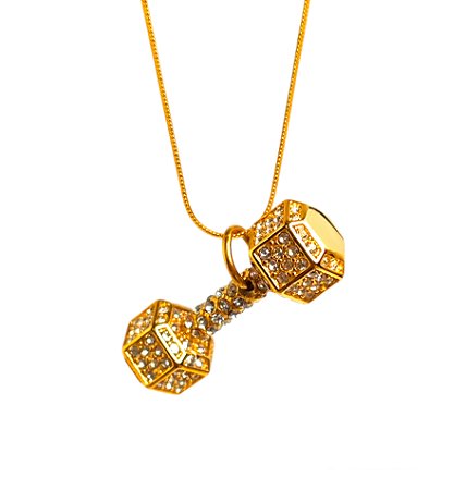 Colar com pingente beauty cravejado banhado a ouro