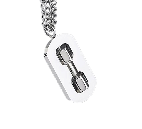 Colar com pingente dumbell giratório