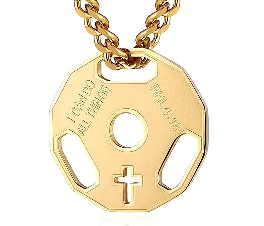 Colar com pingente anilha cruz banhado a ouro
