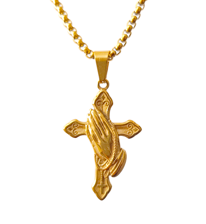 Colar com pingente crucifixo proteção banhado a ouro