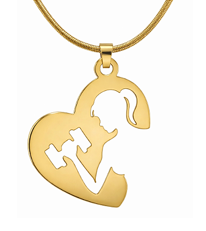 Colar com pingente coração gym banhado a ouro