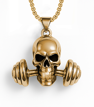 COLAR CAVEIRA HALTER BANHADO A OURO