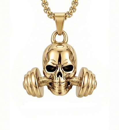 COLAR CAVEIRA HALTER BANHADO A OURO