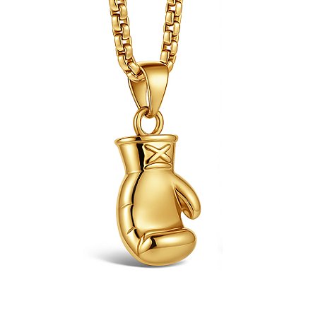 Colar luva de boxe banhada a ouro