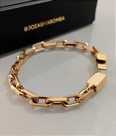 Pulseira Torion elite com fecho box banhada a ouro